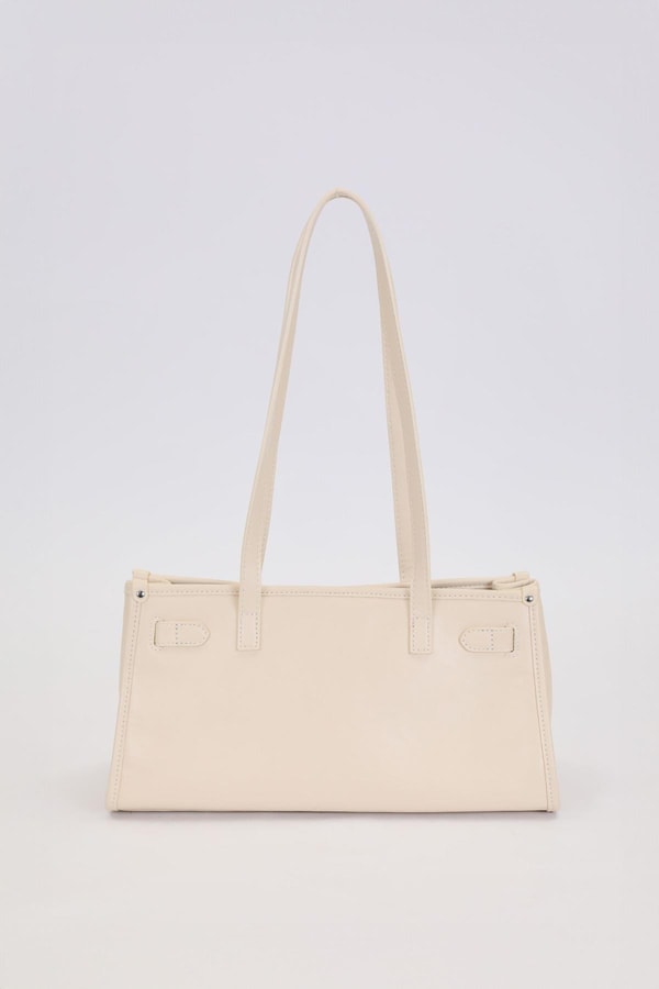 LevidorKrem Metal Kilit Charmlı Omuz Çantası