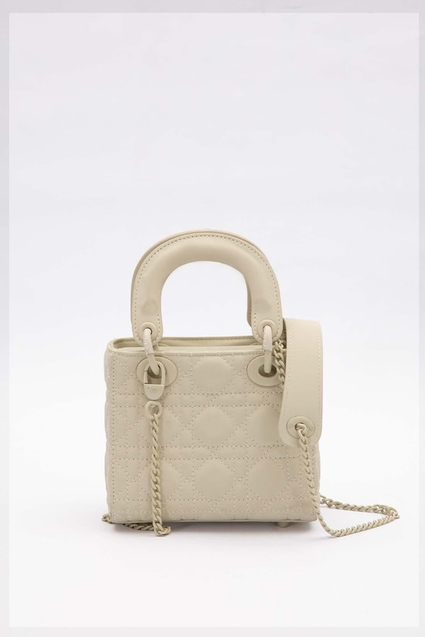 LevidorKrem Mini Zincir Aksesuarlı El Çantası