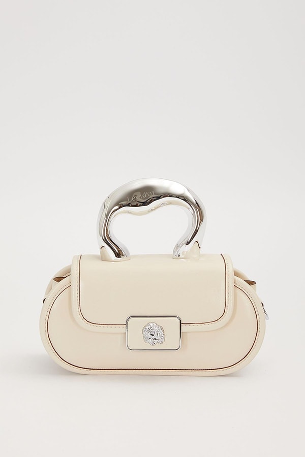 LevidorKrem Oval Görünümlü Metal Aksesuarlı El Çantası