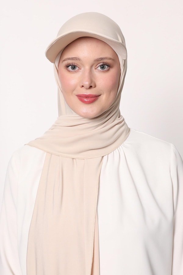 LevidorKrem Pratik Şapkalı Şal