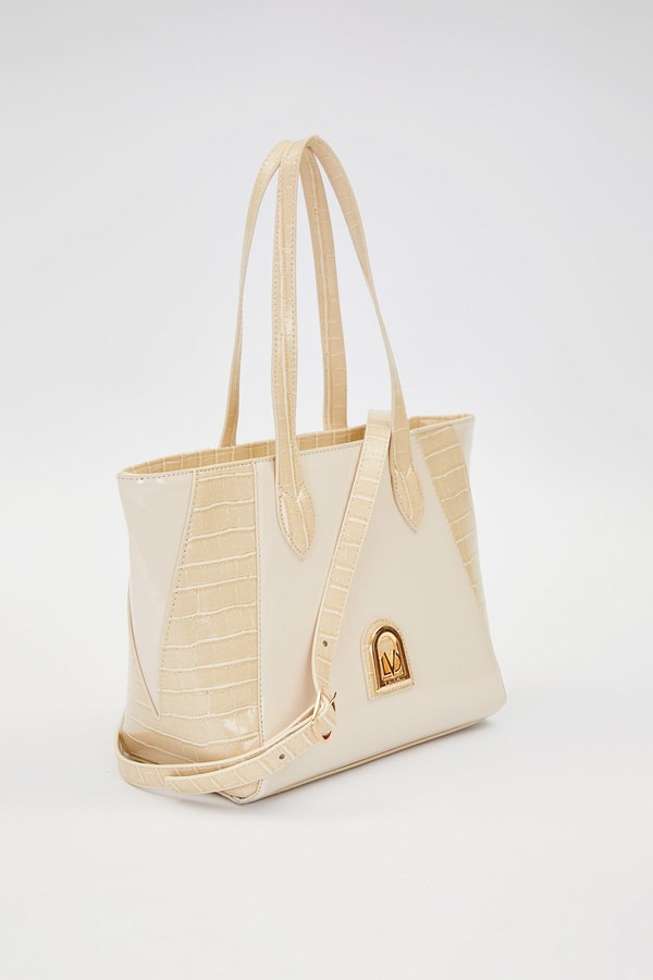 LevidorKREM RUGAN Deri Detay Omuz Çantası