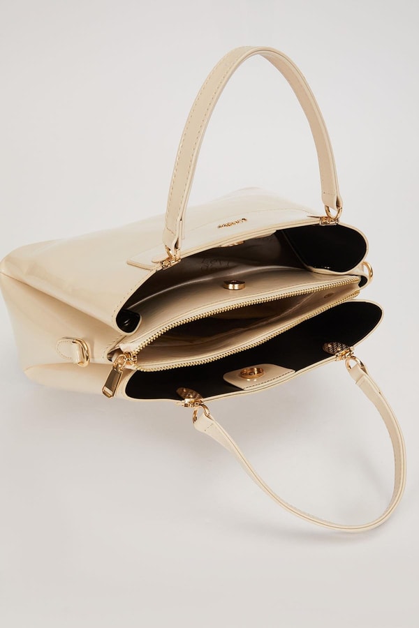 LevidorKREM RUGAN Üç Bölmeli El Çantası