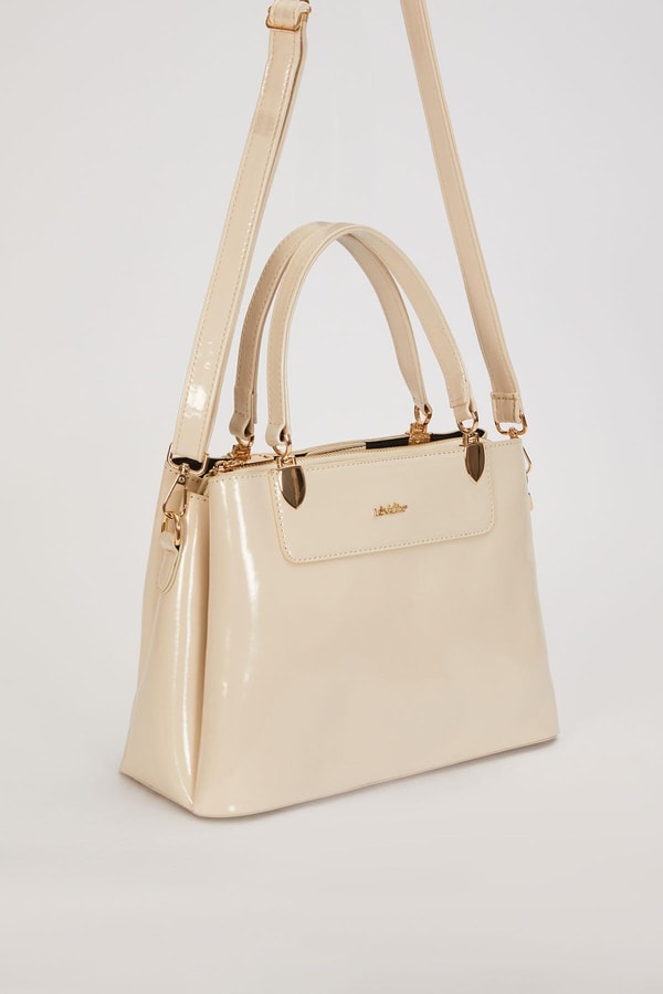 LevidorKREM RUGAN Üç Bölmeli El Çantası