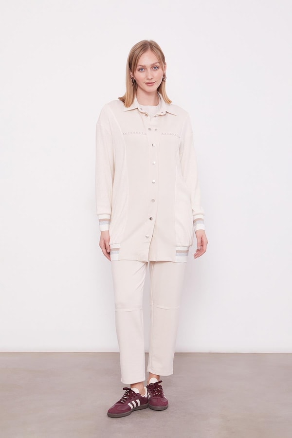 LevidorKrem Simli Ribana Detay Takım