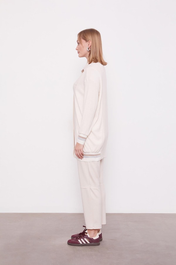 LevidorKrem Simli Ribana Detay Takım