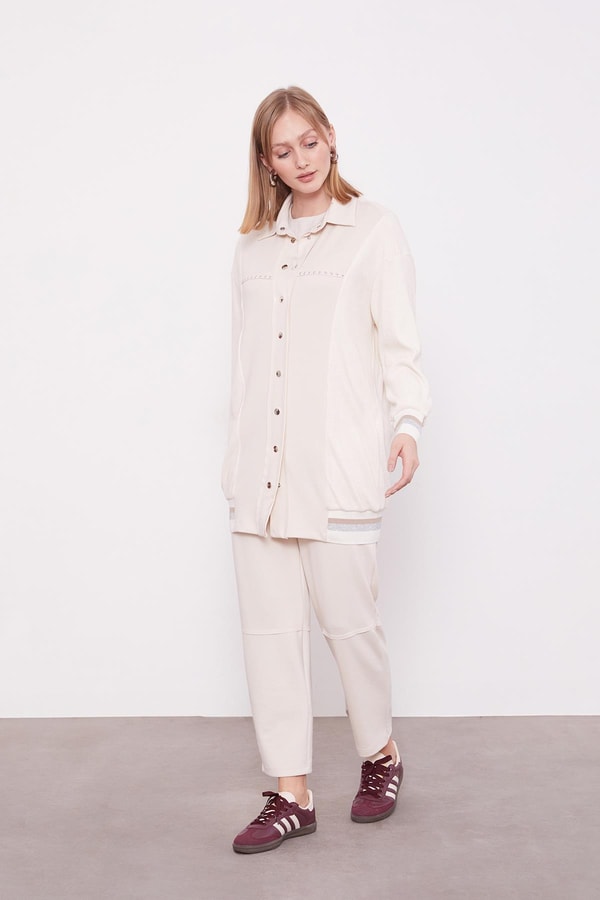 LevidorKrem Simli Ribana Detay Takım