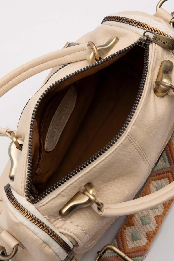 LevidorKrem Taş Aksesuar Detaylı Omuz Çantası