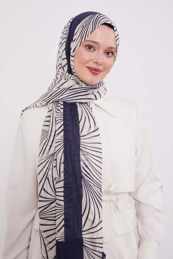 LevidorKrem Tropikal Pamuklu Şal