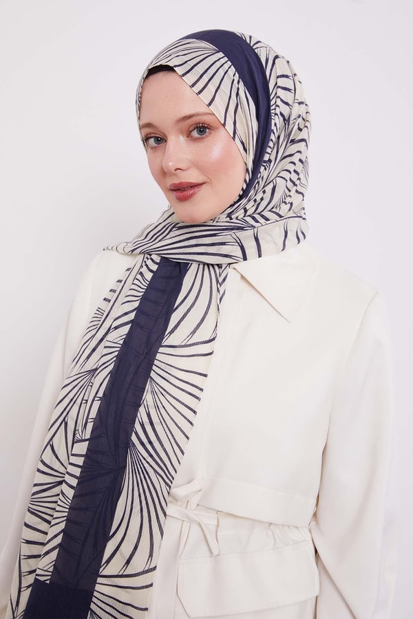LevidorKrem Tropikal Pamuklu Şal