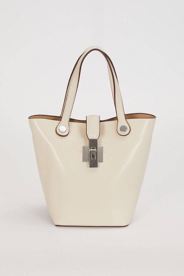 LevidorKrem Üst Kilit Kapamalı El Çantası