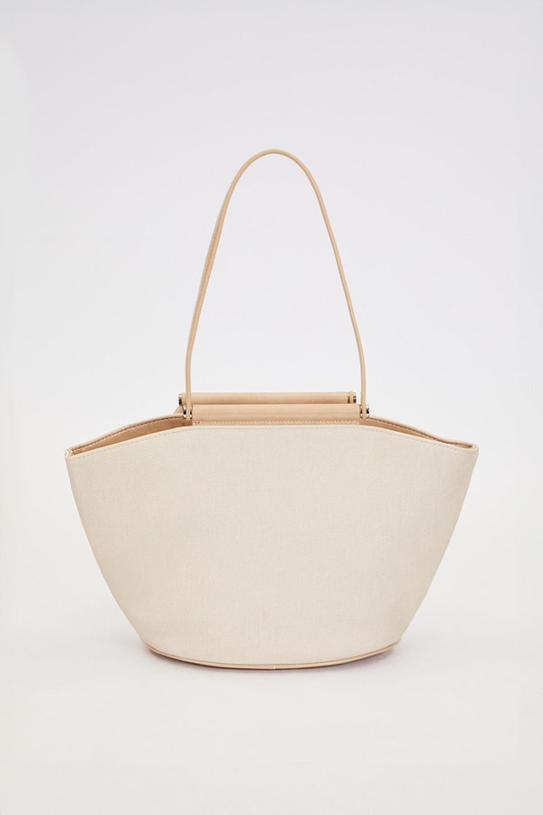 LevidorKREM VİZON Kumaş Görünümlü Omuz Çantası