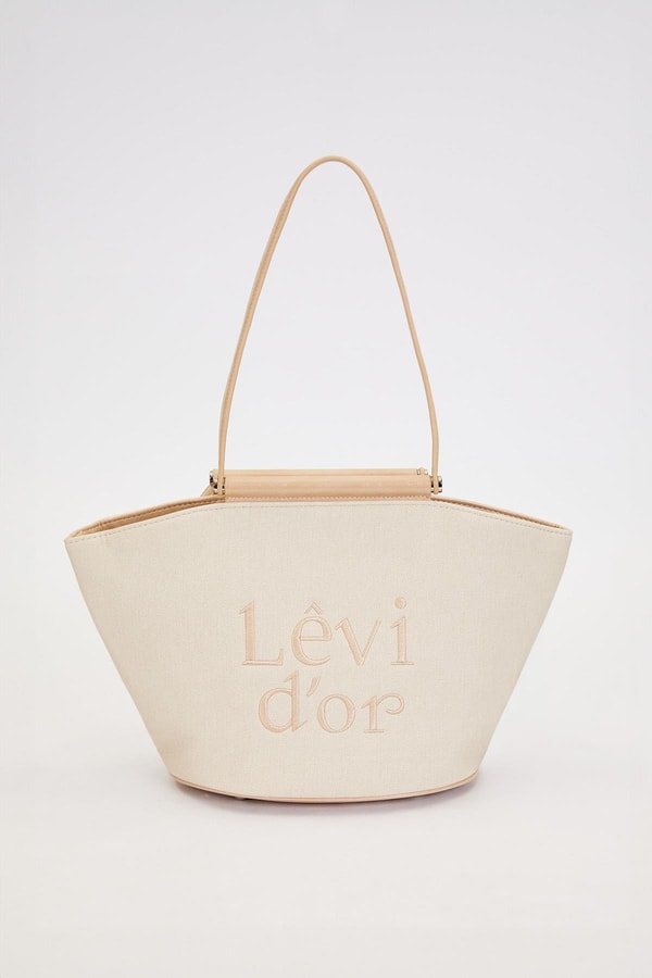 LevidorKREM VİZON Kumaş Görünümlü Omuz Çantası