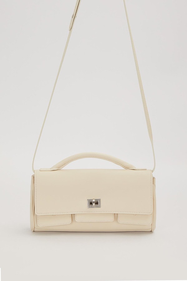 LevidorKrem Yatay Form Omuz Çantası