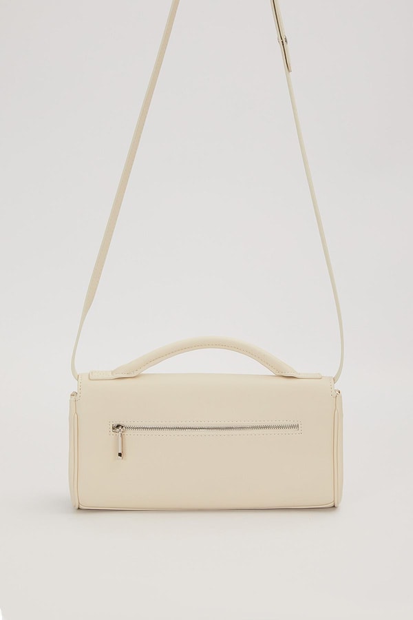 LevidorKrem Yatay Form Omuz Çantası