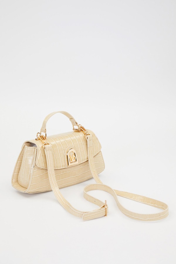 LevidorKROKO BEJ Elips Görünümlü El Çantası