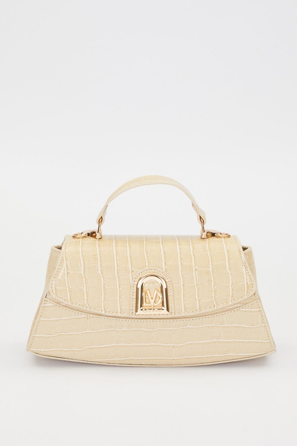 LevidorKROKO BEJ Elips Görünümlü El Çantası