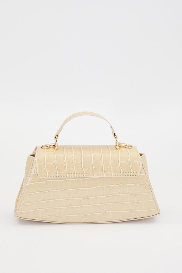 LevidorKROKO BEJ Elips Görünümlü El Çantası