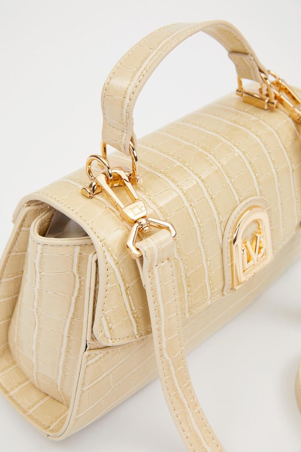 LevidorKROKO BEJ Elips Görünümlü El Çantası