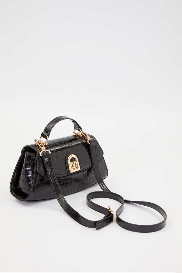 LevidorKROKO SİYAH Elips Görünümlü El Çantası