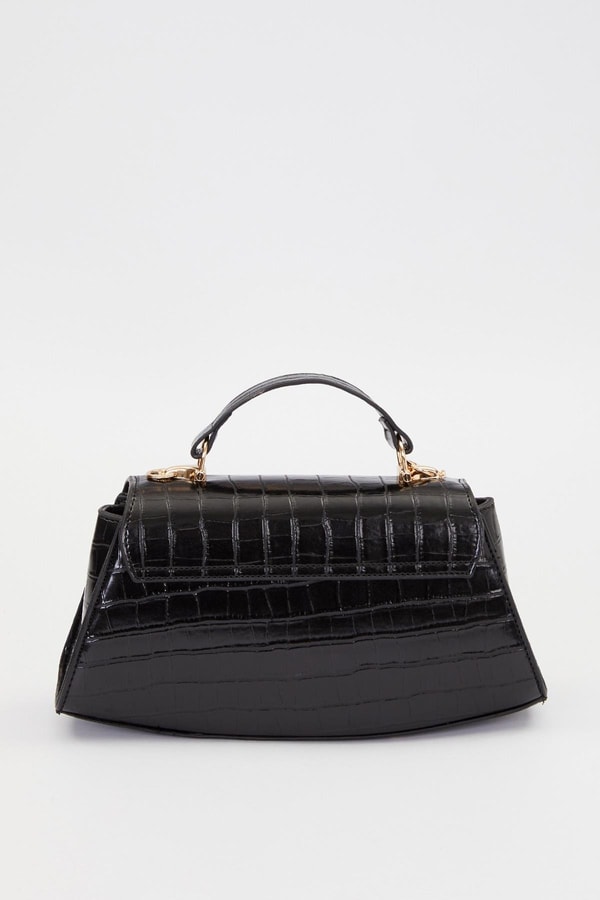 LevidorKROKO SİYAH Elips Görünümlü El Çantası