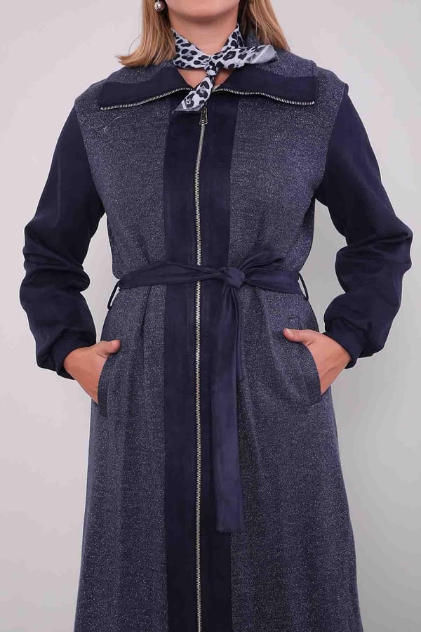 LevidorLacivert Bel Bağlamalı Süet Kap