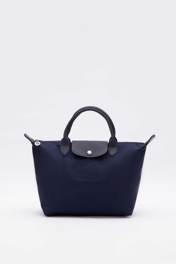 LevidorLacivert Deri Kapak Aksesuarlı Omuz Çantası