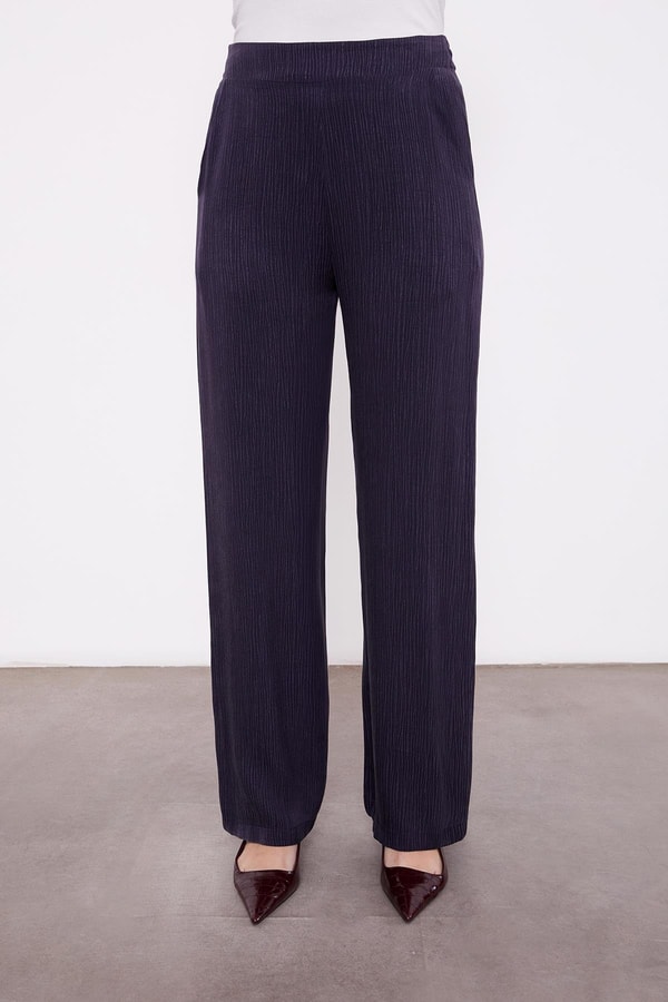 LevidorLacivert Fermuar Yaka Düğme Cep Detaylı Tunik Takım