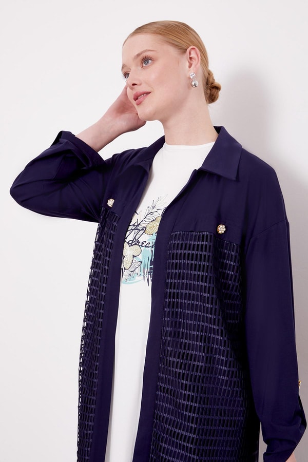 LevidorLacivert File Detaylı Üçlü Takım