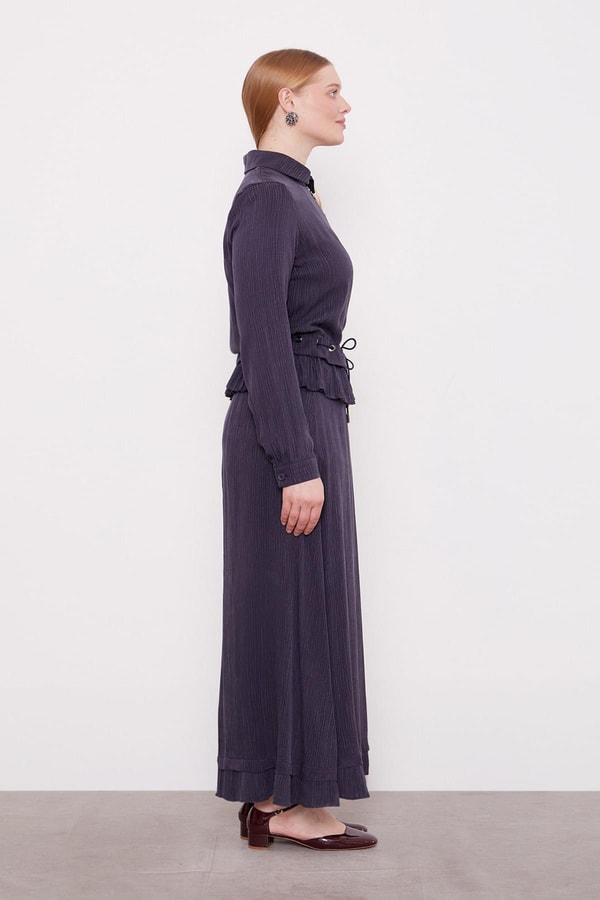 LevidorLacivert Fırfır Detaylı Cupra Etek Takım