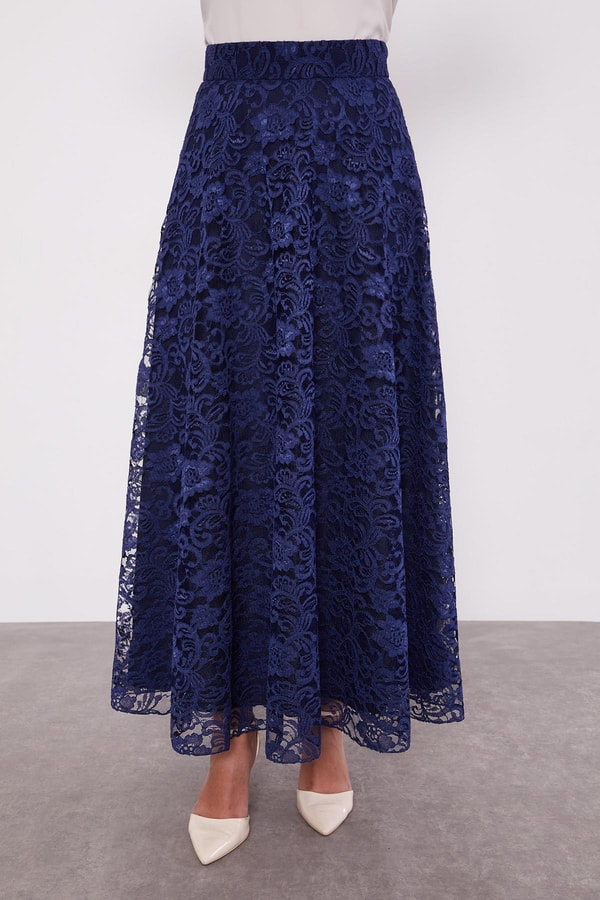 LevidorLacivert Fırfır Detaylı Cupra Etek Takım