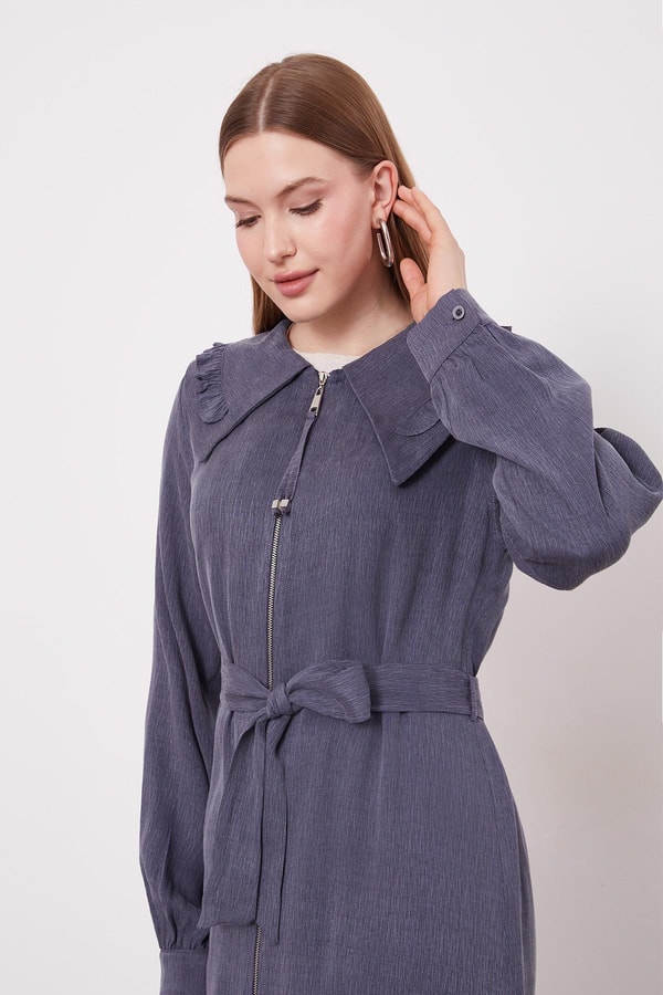 LevidorLacivert Geniş Yakalı Fermuarlı Kap