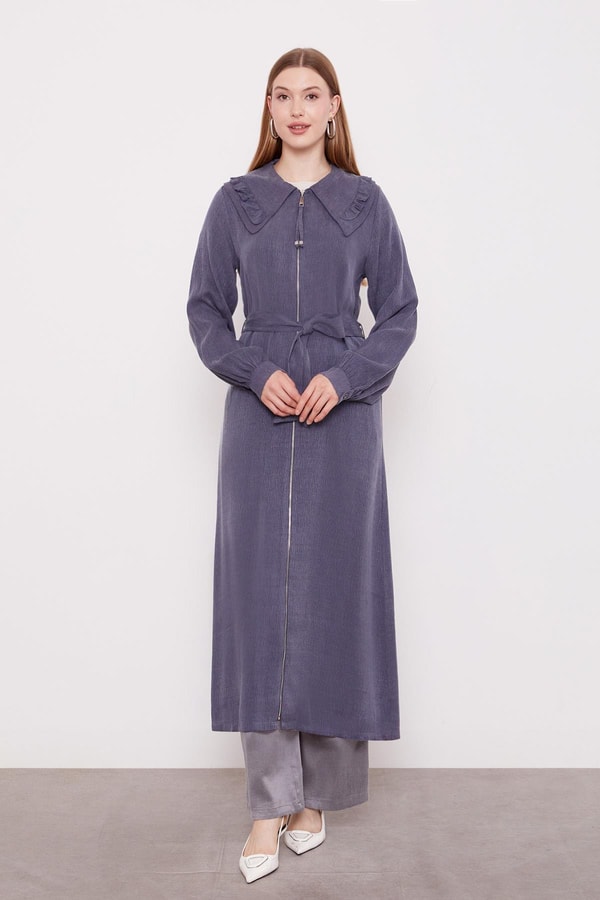 LevidorLacivert Geniş Yakalı Fermuarlı Kap