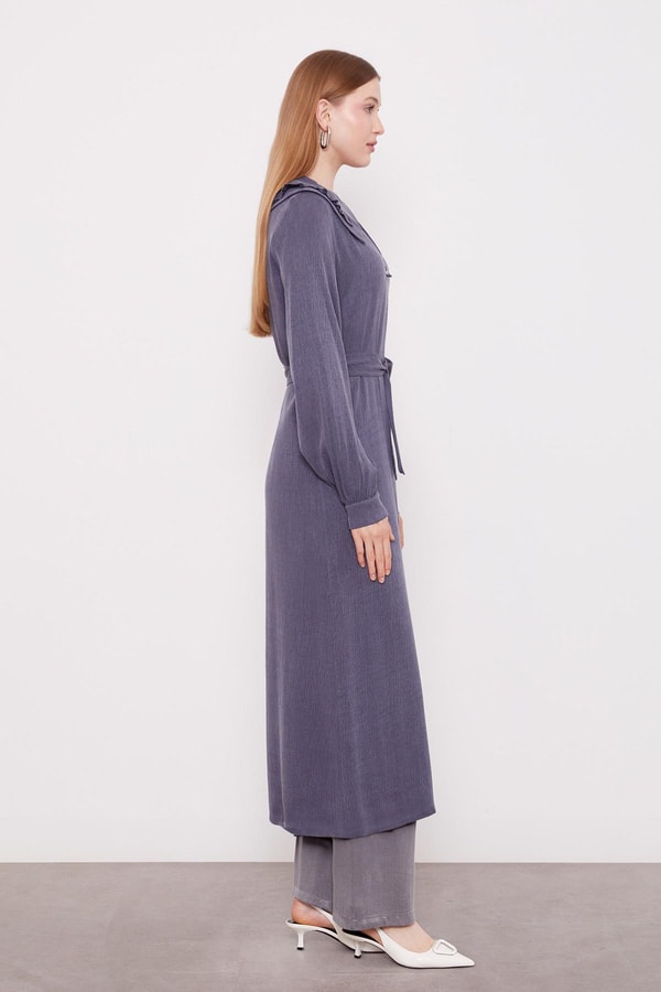 LevidorLacivert Geniş Yakalı Fermuarlı Kap