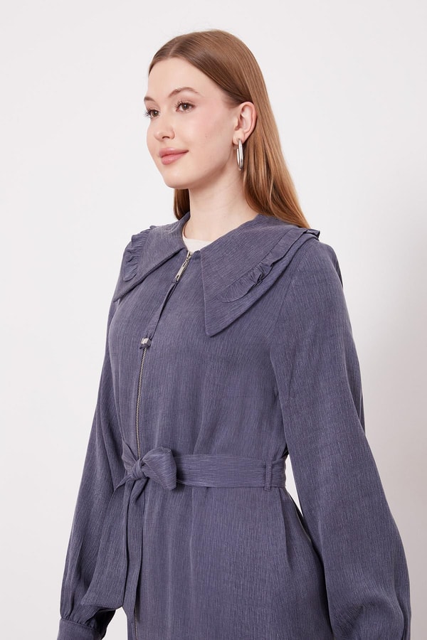 LevidorLacivert Geniş Yakalı Fermuarlı Kap