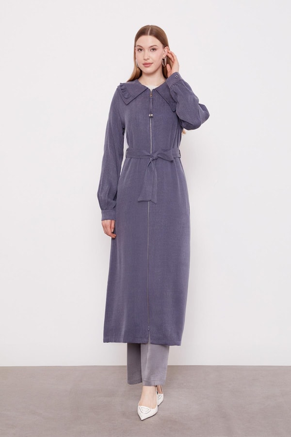 LevidorLacivert Geniş Yakalı Fermuarlı Kap