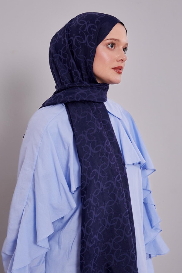 LevidorLacivert Geometrik Desen Grazia Şal