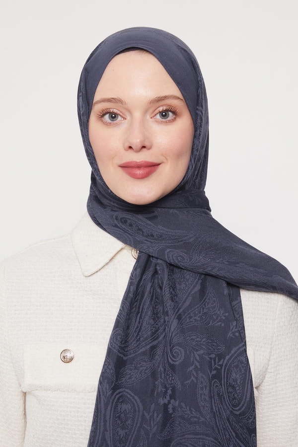 LevidorLacivert Hint Desen Grazia Şal