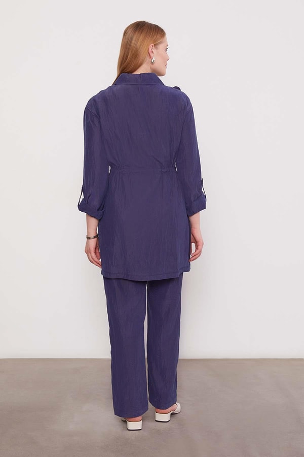 LevidorLacivert İşleme Omuz Detaylı Cupra İkili Takım