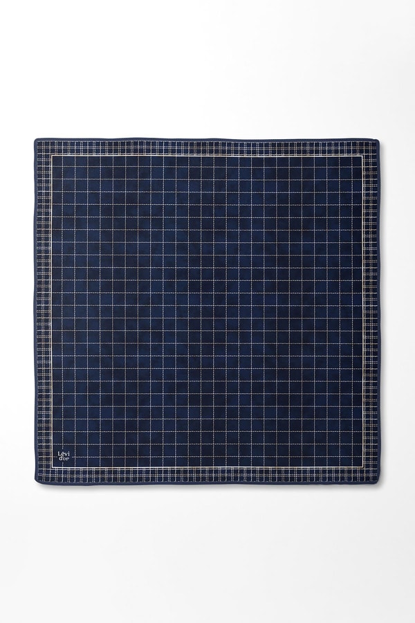 LevidorLacivert Kareli Twill İpek Eşarp