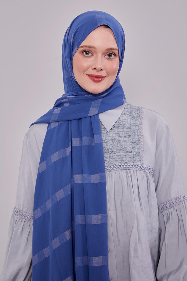 LevidorLacivert Kendinden Çizgili Dirim Şal