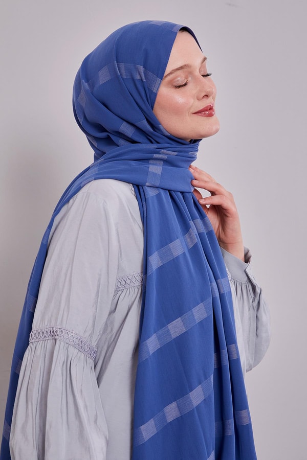 LevidorLacivert Kendinden Çizgili Dirim Şal