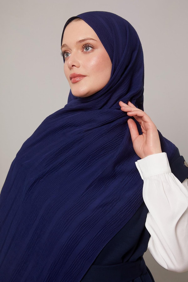 LevidorLacivert Kendinden Dokulu Natural Line Şal