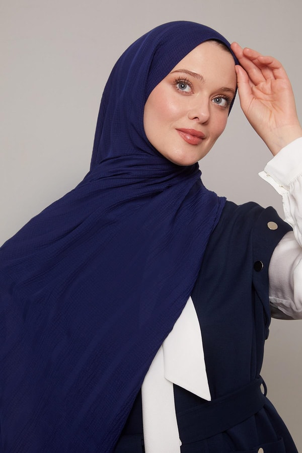 LevidorLacivert Kendinden Dokulu Natural Line Şal