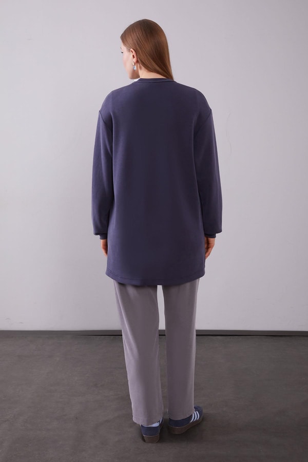 LevidorLacivert Kot Şerit Detaylı Sweat