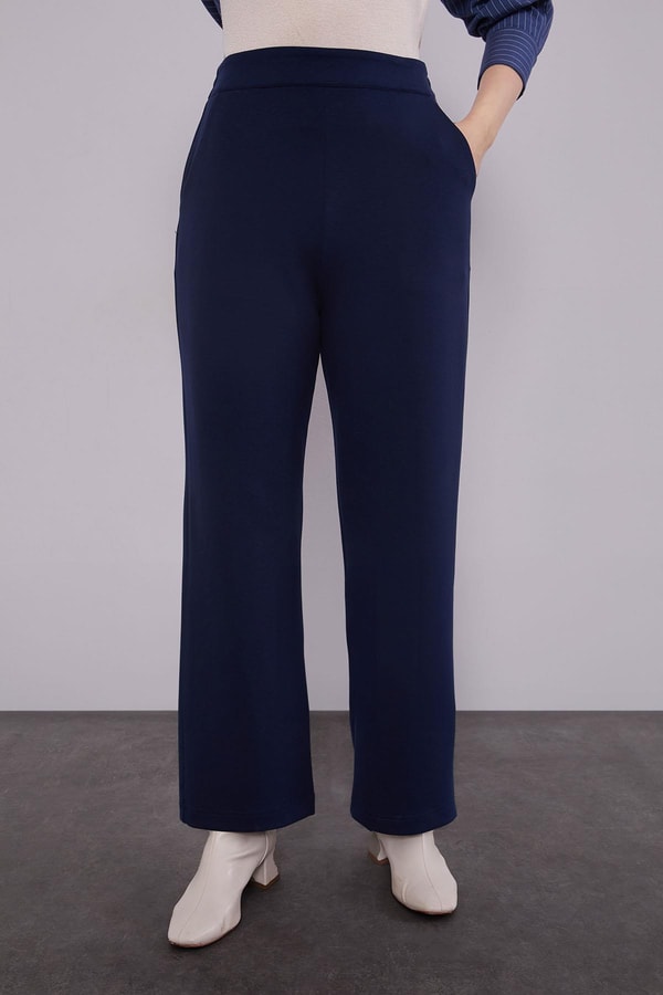 LevidorLacivert Kruvaze Kürk Yakalı İkili Takım