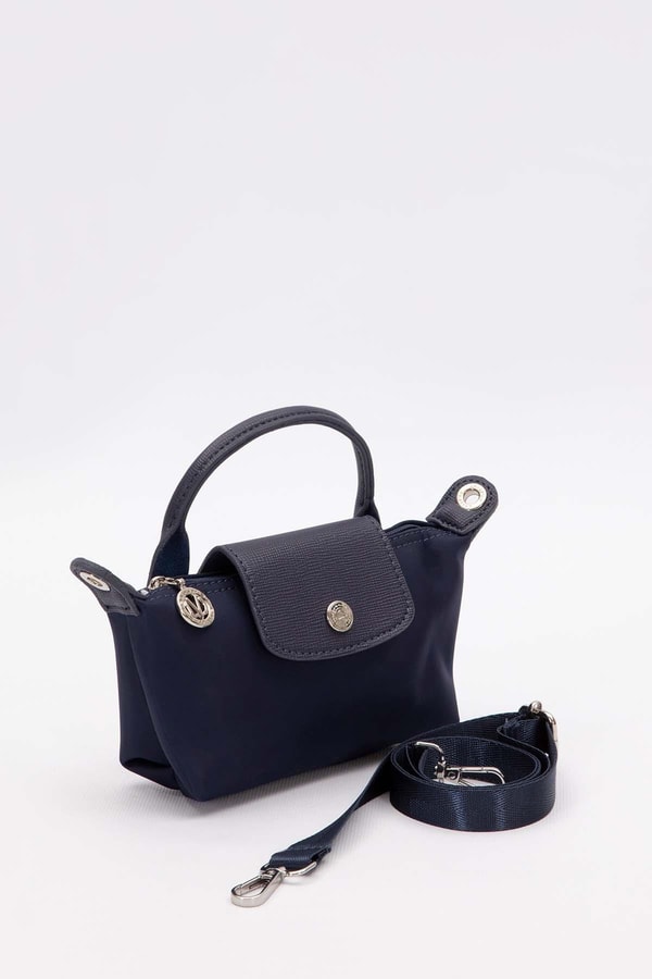 LevidorLacivert Mini Boy Deri Kapak Detaylı El Çantası