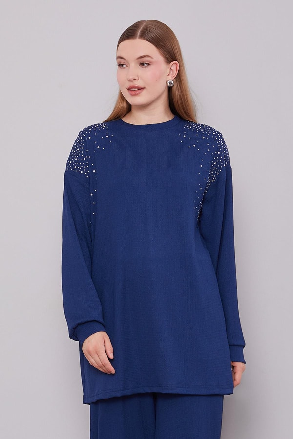 LevidorLacivert Omzu Taş İşlemeli İkili Takım