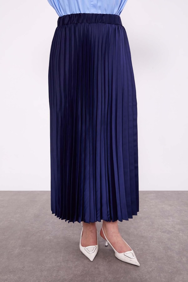 LevidorLacivert Piliseli Saten Etek