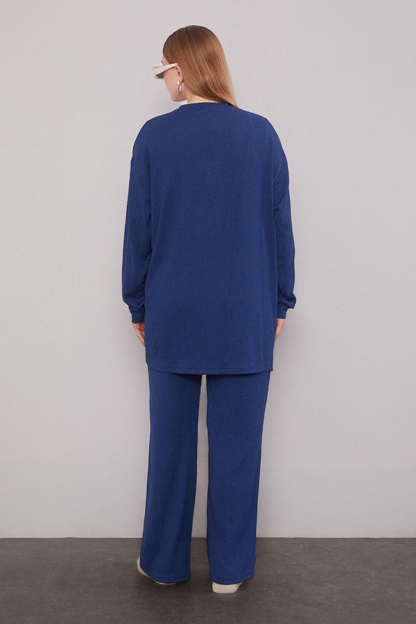 LevidorLacivert Şerit Taş Detaylı İkili Takım