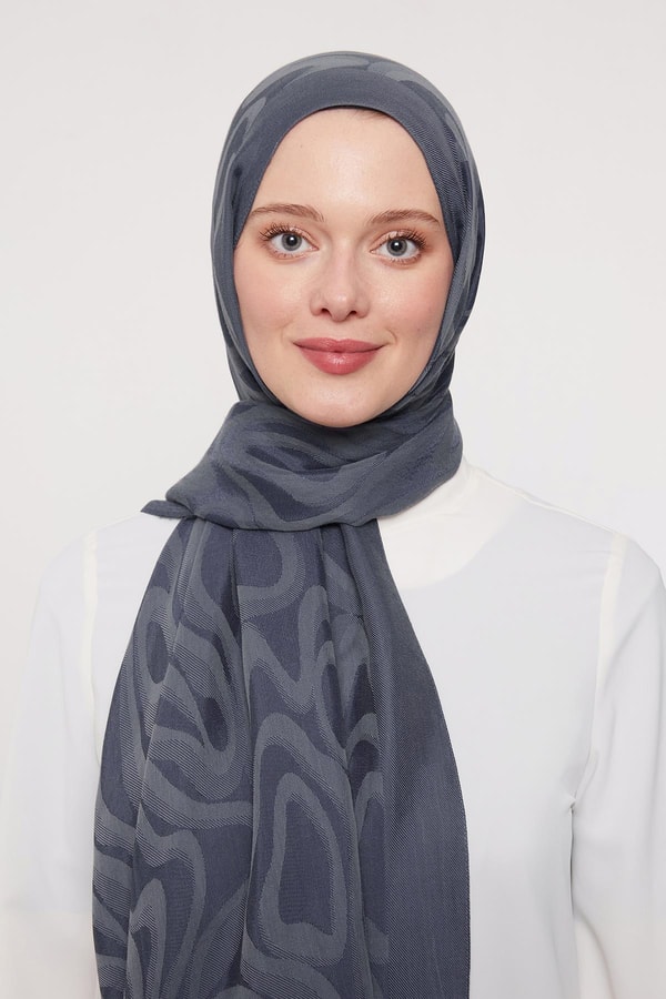 LevidorLacivert Soyut Desen Grazia Şal